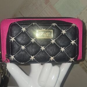 Betsey Johnson Black and Pink Quilted Women's Bag